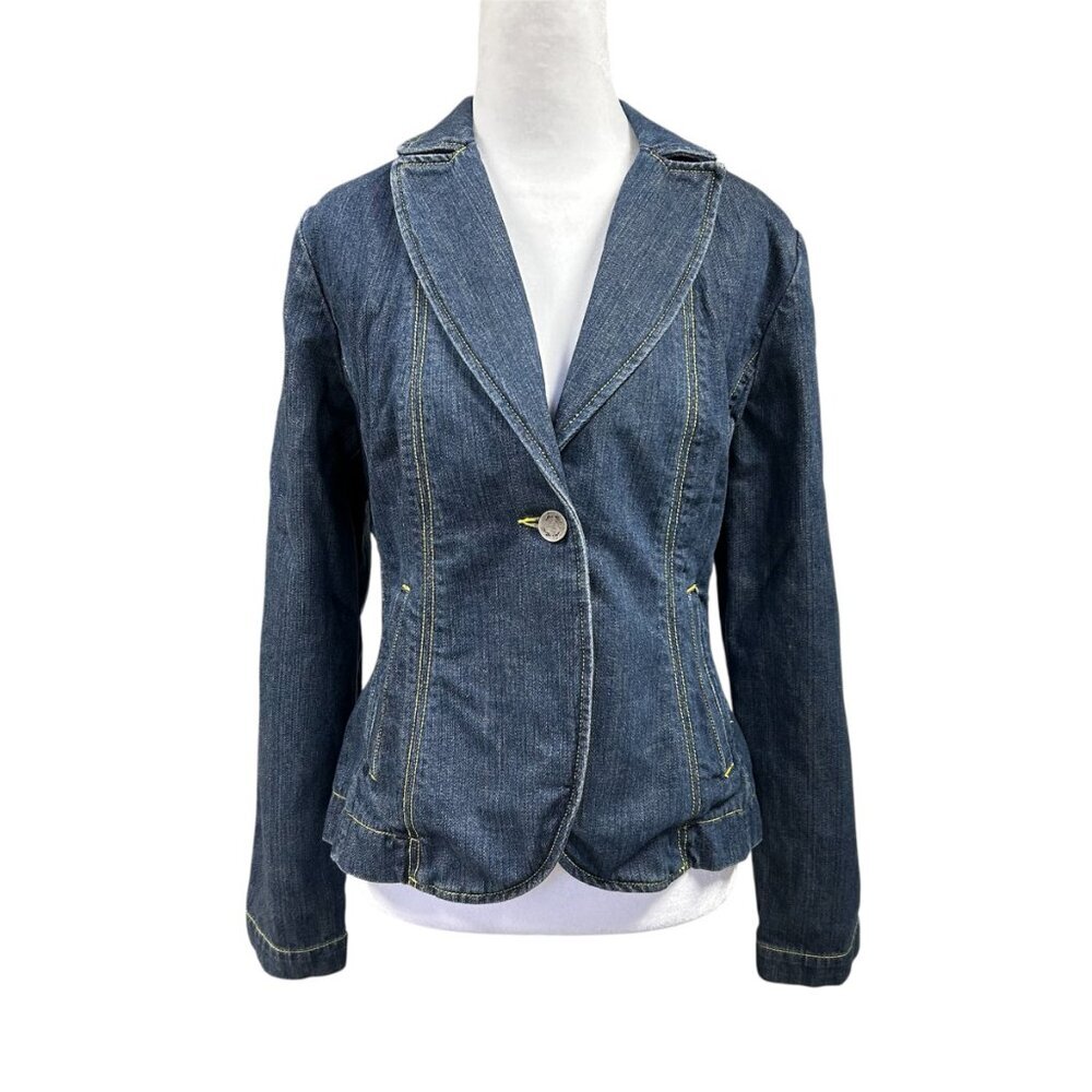 Vintage i.e. relaxed Single Button Contrast Stitch Denim Jacket Sz M